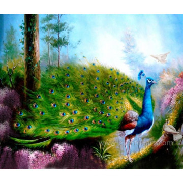 Hand-Painted Peacock Oil Painting on Canvas (EAN-111)